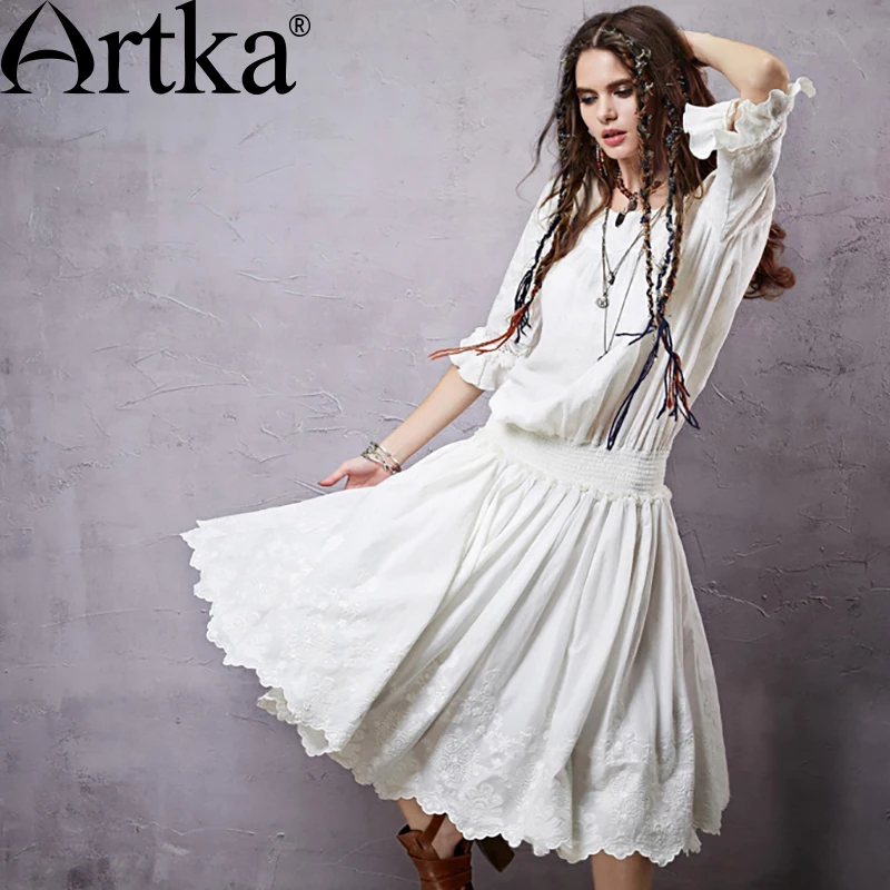 Artka женская весна чешские белое платье 2015 новое поступление дышащий материал