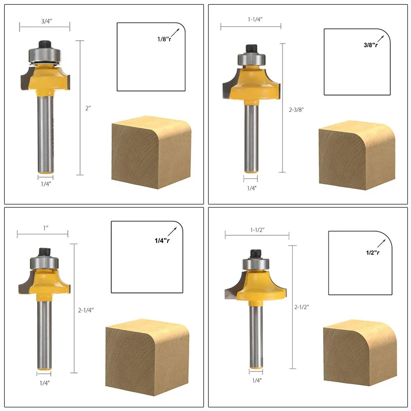 4 шт. 1/4 дюймов маршрутизатор Набор бит хвостовик карбид вольфрама небольшое сверло инструмент для деревообработки дереворежущие инструменты