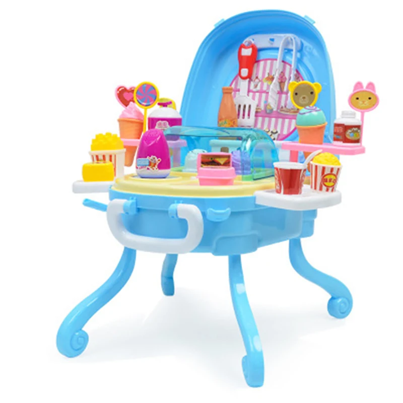  Ice Cream Toys Light Music Table Simulated Dessert Station Girls Children's House Toy Sets Interact
