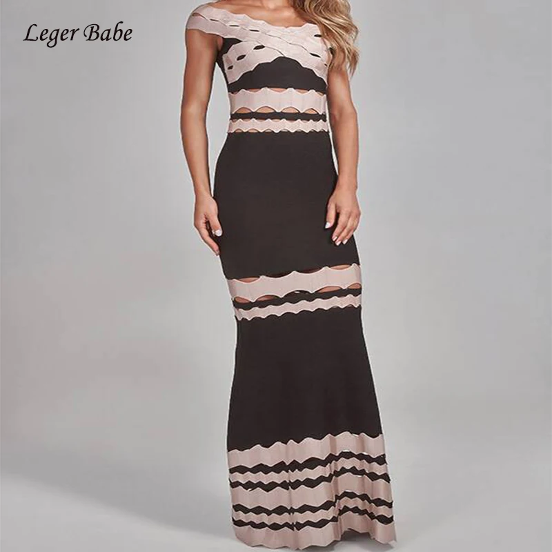 Herve Leger Babe Для женщин длинные платья повязки элегантные с плеча Сексуальная