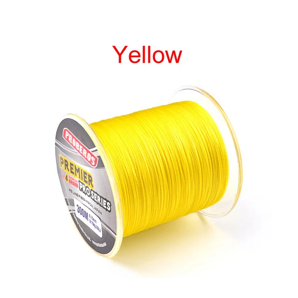 PRO BEROS 300 м ПЭ 4 плетеная рыболовная леска многофиламентная супер прочная Высококачественная 6 фунтов~ 100 фунтов - Цвет: Цвет: желтый