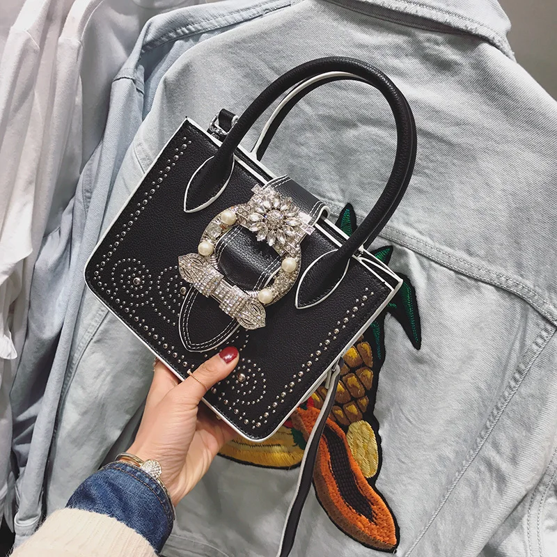 TekiEssica дизайнерские заклепки Daimonds Пряжка высокое качество брендовая Серебряная Женская сумка через плечо мини-сумка через плечо