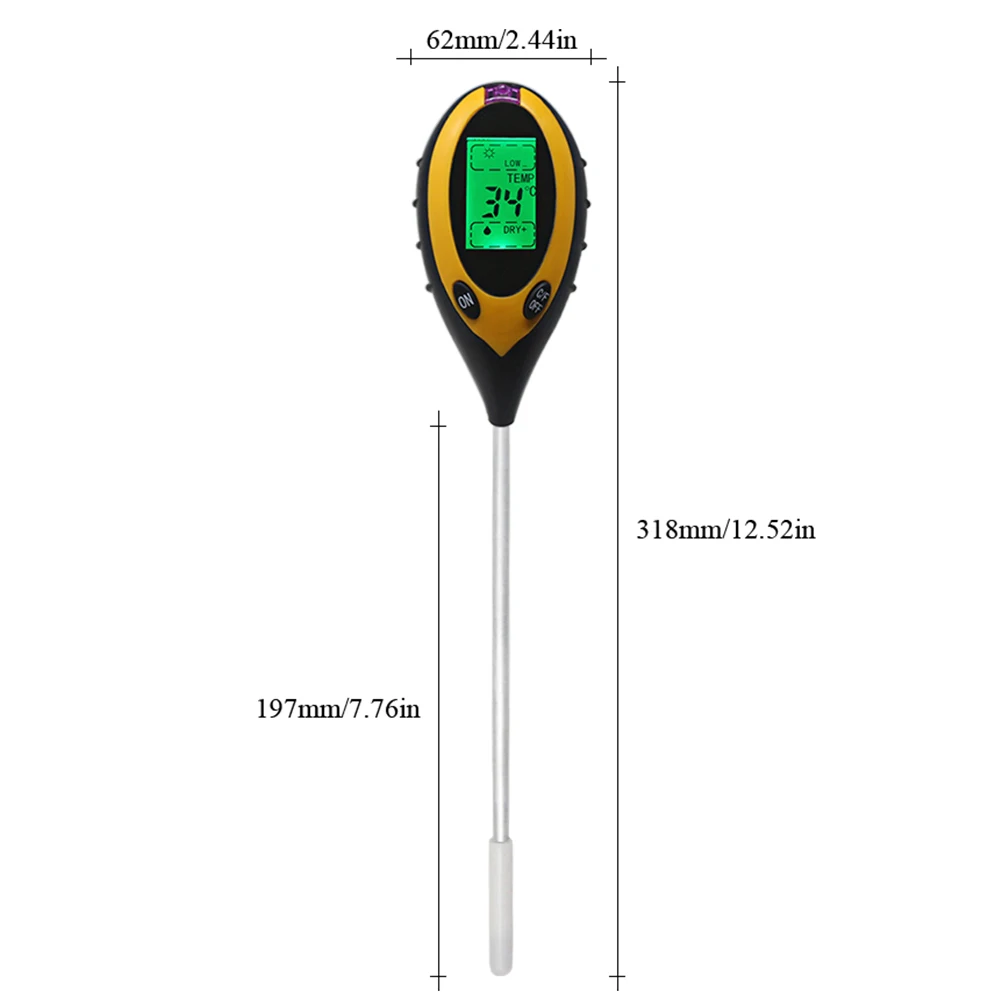 Многократное использование 4 в 1 цифровой измеритель кислотности почвы влажности термометр температуры солнечного света рН-метр с подсветкой дисплей