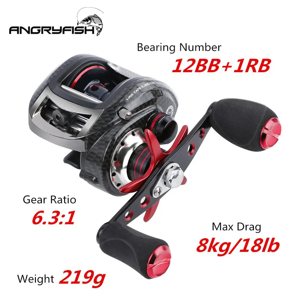 

ANGRYFISH Fishing reel Right/Left Hand Baitcasting Fishing Reel Lure 6.3:1 Magnetic Break Baitcast Reel Best Quality