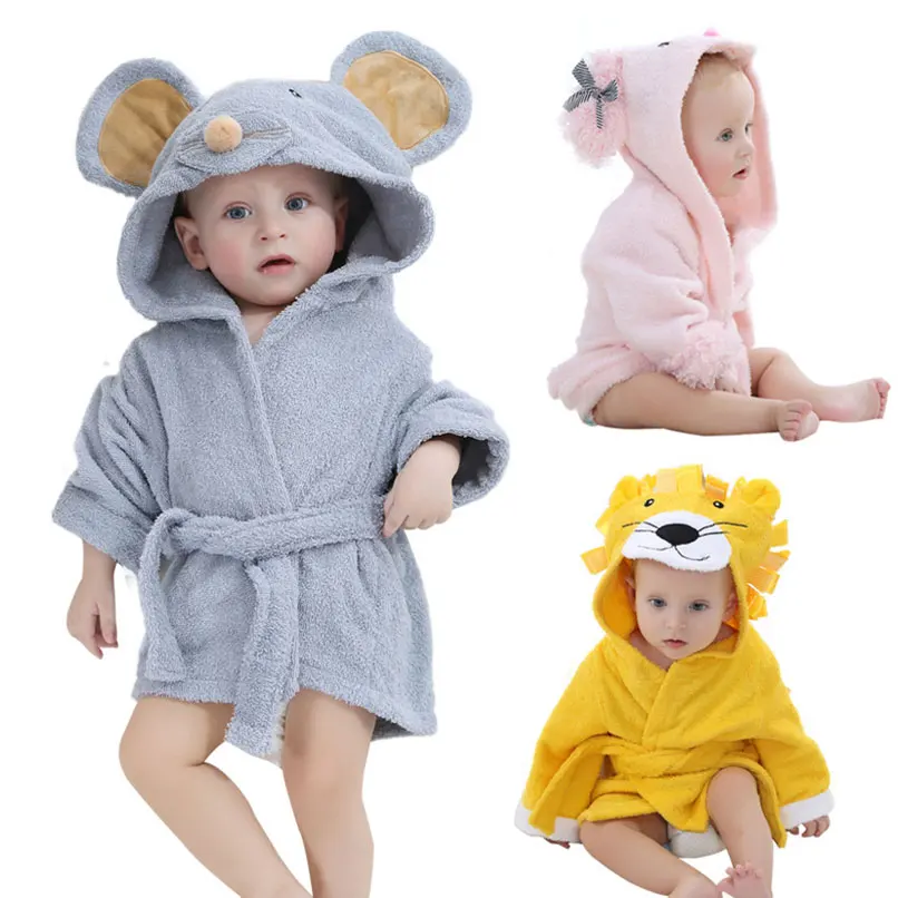 Baby Robe bath towel Cape animal Cute summer children bathrobe with cap cotton towel clothes Kids robe femme Play Mats