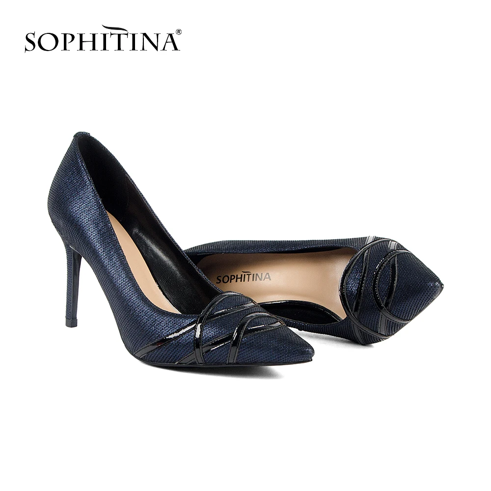 SOPHITINA 2019 Spring New High-quality Slip-on Pumps Sexy Pointed Toe Super High Heel Party Mature Fashion Female Shoes MC129