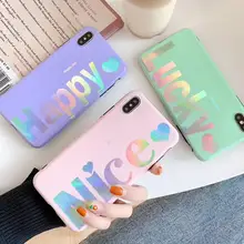 Blue Laser TPU Soft Case For iPhone 6 6s 7 8 Plus Sweet Letter Pattern Protective Cover For iPhone XS XMAX X XR Capa For Female ikki s pattern protective tpu back case for iphone 6 4 7 blue