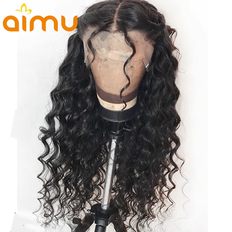 Прозрачный HD кружевной передний 13*6 волна воды человеческие волосы парик для черных женщин Remy бразильские невидимые предварительно сорванные отбеленные узлы Aimu