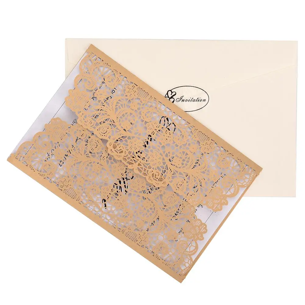  10PCS Hollow-out Wedding Invitation Innovative Romantic Greeting Cards For Business Birthday Party - 33033050311