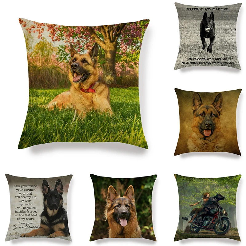 

45cm*45cm German Shepherd dog linen/cotton throw pillow covers couch cushion cover home decorative pillow covers