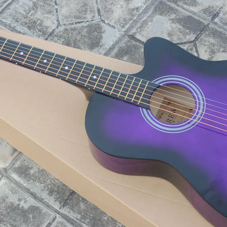 

purple guitar violin wood guitar The water color about 96 cm acoustic guitar 38inch free shipping