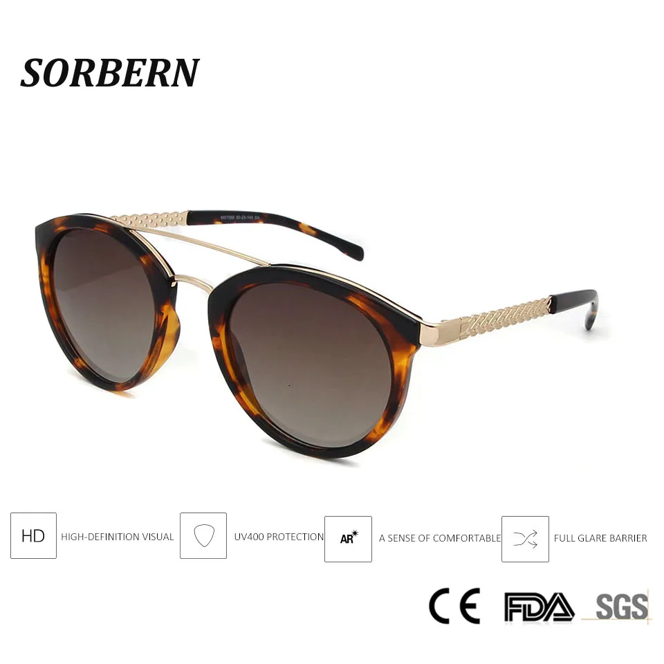 

SORBERN Brand Designer Stainless Steel Polarized Sunglasses Women Round Metal Sun Glasses UV400 Goggles High Quality Eyewear