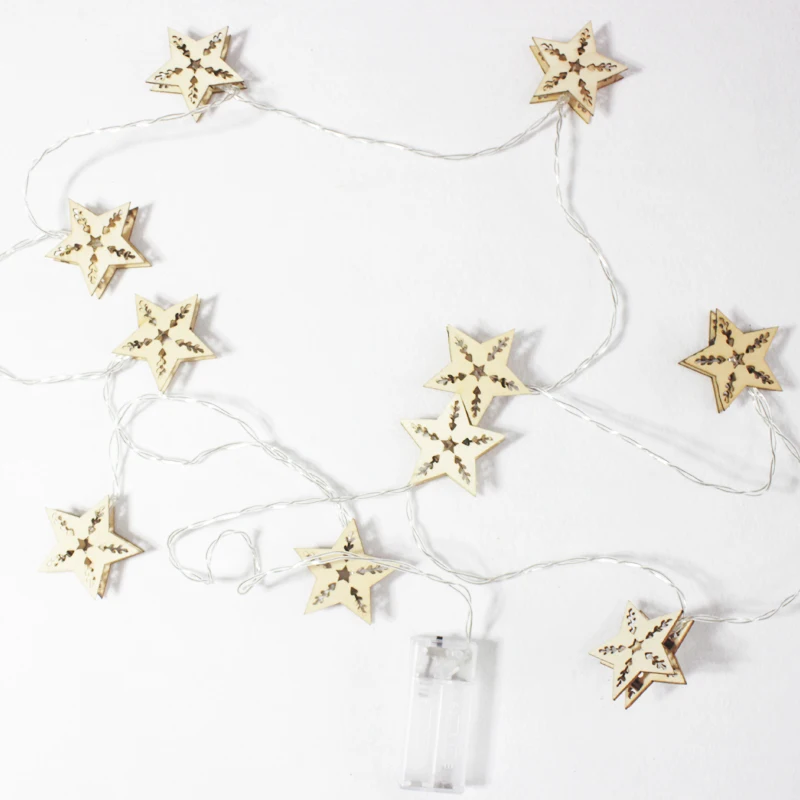 2.5 m Batería LED Estrella de Madera decorativas luces de hadas luces De Navidad luces de cadena garland decoración luminaria iluminación interior 2.5 m Batería LED Estrella de Madera decorativas luces de hadas luces De Navidad luces de cadena garland decoración luminaria iluminación interior