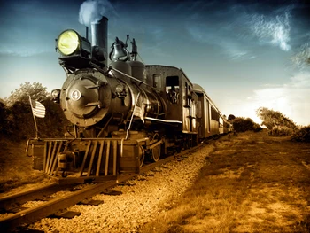 

HUAYI Old Train photography filming photobooth banner Background Countryside Backdrop Sky Background XT4746