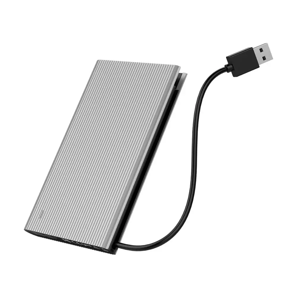 Корпус ORICO HDD 2,5 дюйма SATA к USB 3,0 Корпус HDD со встроенным кабелем для передачи данных Поддержка 4 ТБ SSD Внешний корпус жесткого диска - Цвет: Серебристый