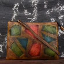 Женская сумка через плечо из натуральной кожи, сумка для отдыха из натуральной кожи, женская сумочка в стиле ретро с геометрическим рисунком, клатч, Удобные сумки