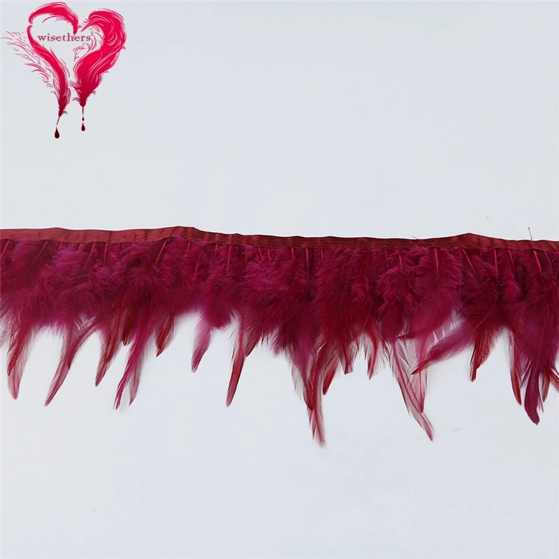 6 burgundy rooster saddle feather trims 6