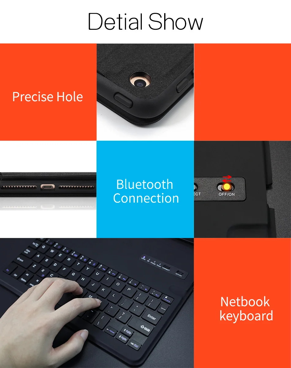 Чехол для iPad Air 2, Беспроводная Bluetooth клавиатура с карандашом, умный кожаный чехол для Apple iPad Air 9,7 5th 6th