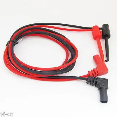 

1set 4mm Probe Banana Plug to Large Test Hook Clip Multimeter Silicone Cable 1M