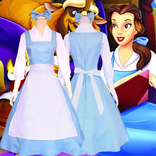 anime beauty and the beast belle maid dress cosplay costume women
