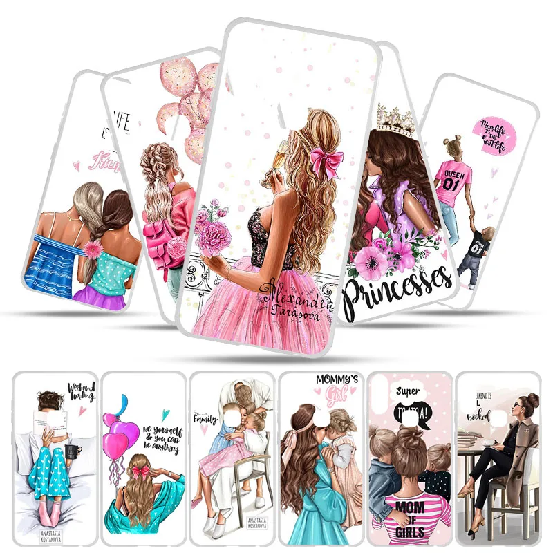 

Soft Silicone Cases For BQ Vsmart Active 1 Plus Cases Covers For BQ Active 1 Plus Soft TPU Phone Coque Black Brown Hair Baby Mom