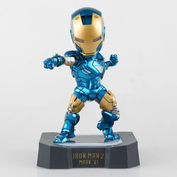 

Huong Movie Figure 18 CM Egg Attack Iron Man Mark VI Blue Iron Man with LED Light PVC Action Figure Collectible Toy Model