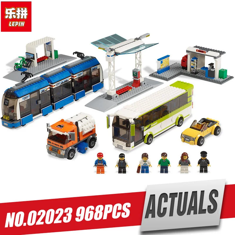 

Lepin City 02023 Public Transport Station compatible Legoinglys 8404 Bus Tramstation Building Bricks Boy Car Model Children Gift