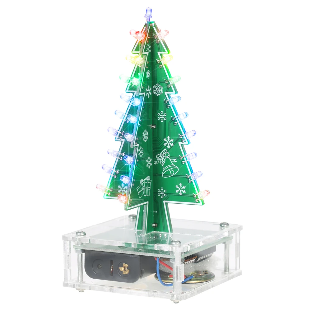 

DIY Colorful Easy Making LED Light Acrylic Christmas Tree Speakers with Music Electronic Learning Kit Module Loudspeaker