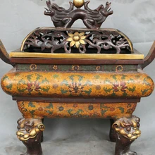 USPS в США S1761 Mark Тибет Перегородчатой Бронзовый Золотой Храм Дракон Лев Статуя Курильница Курильница