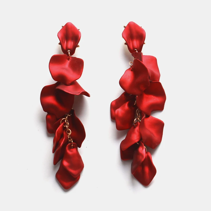 Ztech Red Pendant Za Earrings 2019 Handmade Resin Flower Crystal Beads Statement Bridal Earring Party Dangle Drop Earrings Gift