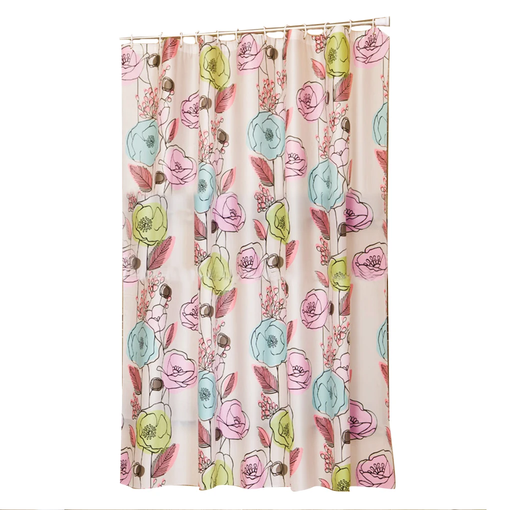 PEVA Rose Flower Printed Design Shower Curtain Waterproof Bathroom