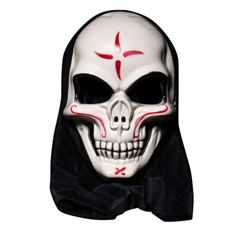 

ttnight Halloween Horror Devil Skull Skeleton Mask Kids Adults Plastic Scary Forehead Domino with Flower Prop Halloween Gift