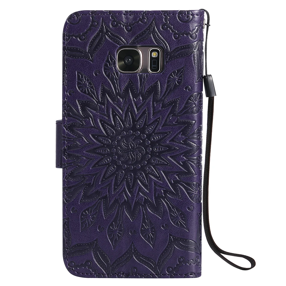 for A5 A3 J1 J3 J5 2016 2017 Prime Case Luxury Flip Wallet Sun flower Phone Back Cover for Samsung Galaxy S6 S7 edge Plus Coque (6)