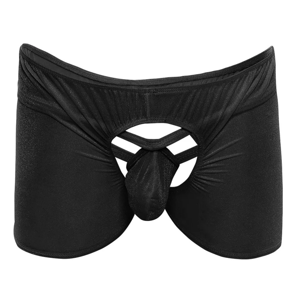 

2019 New Sexy Men Adult 2pcs G-string + Boxer Briefs Open Crotch Underwear Trunks Panties Sets Lingerie Bulge Pouch Boxer Briefs