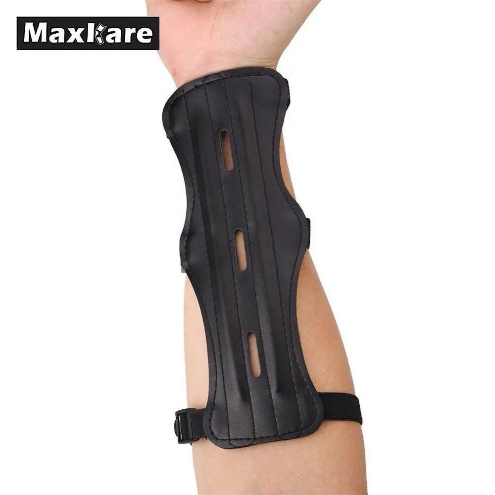 MaxKare Practical Shooting Target Archery Arm Guard Cow Leather 3 Strap