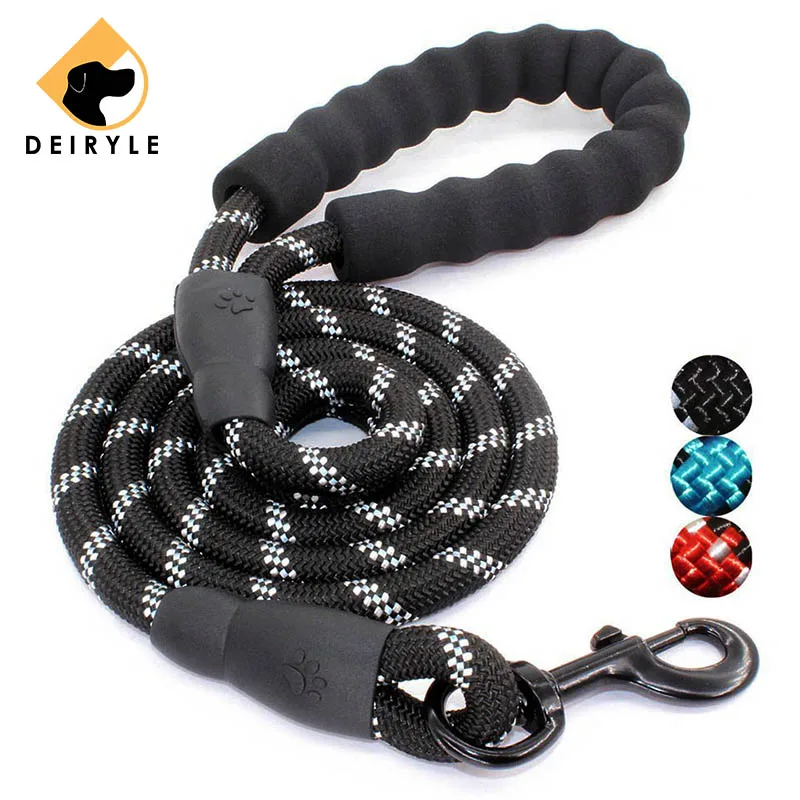 DEIRYLE Strong Dog Leash With Comfortable Padded Handle Highly Reflective Round Rope for Medium and Large Dogs 5ft | Дом и сад