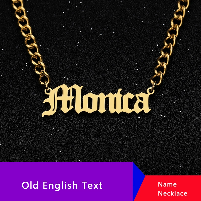 

Personalized Custom Name Necklace Collar Personalized Old English Name Necklaces Pendents Bijoux Jewelry Accessories For Femme