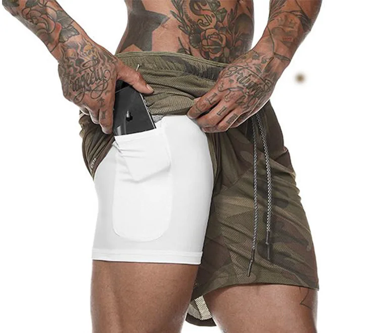 

Men's 2 in 1 Running Shorts Mens Sports Shorts Quick Drying Training Exercise Joggers Gym Shorts with Built-in pocket Liner