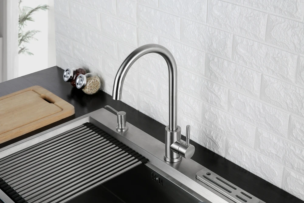 hm 360 Degree Cold and Hot Kitchen Tap Single Hole Water Tap SUS304 Stainless Steel Kitchen Faucets (6)