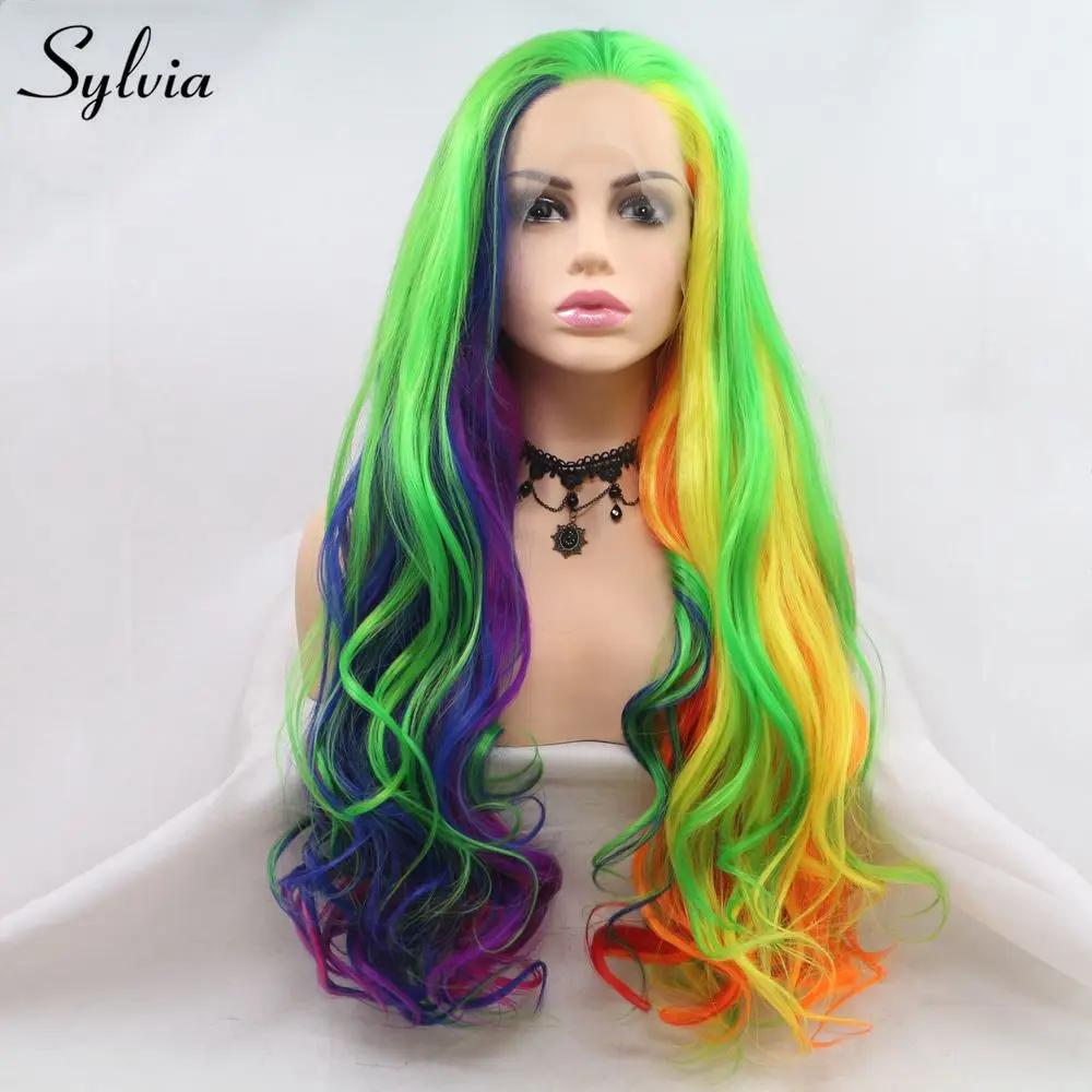 

Sylvia Colorful Free Part Wigs Synthetic Lace Front Wig Long Hair Body Wave Wigs Heat Resistant Cosplay Wigs Glueless Women Wigs