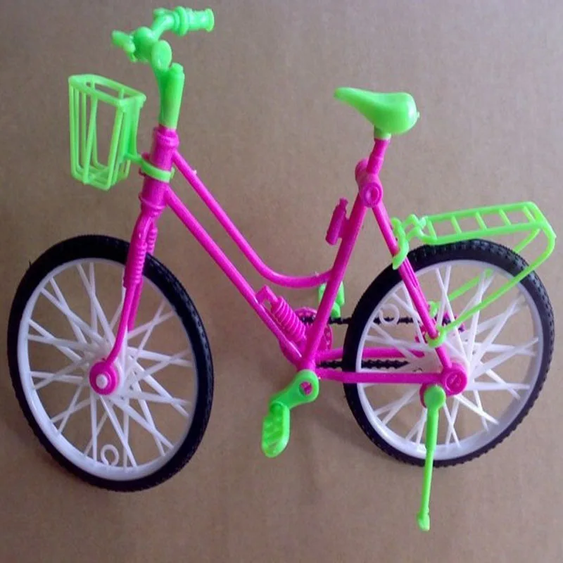 DOLL BIKE BICYCLE Pink Yellow Green Plastic with BASKET Dolls Toy Accessories For 29cm Dollsin