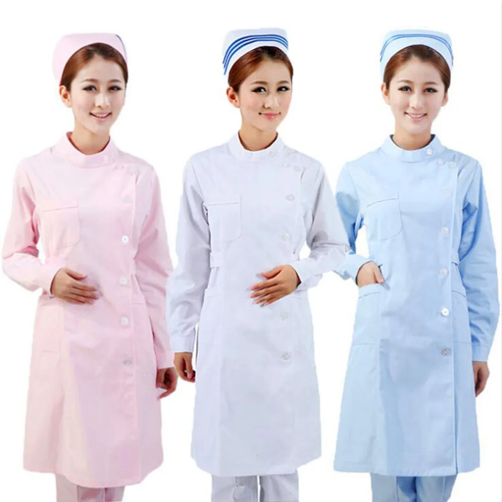 

New 3 Colors Thicken Autumn and Winter Nurse Long-sleeved Coat Slim White Collar Overalls Doctor Service Beauty Service Clothes