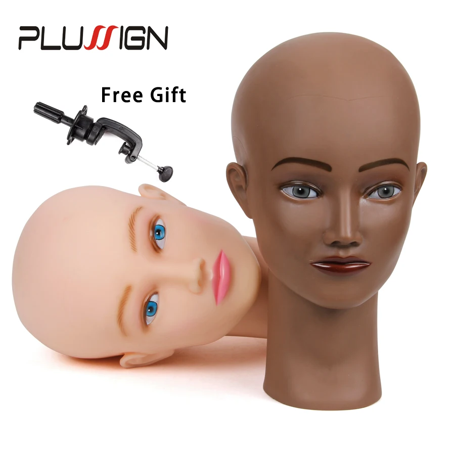 Plussign 21" No Hair Bald Mannequin Head For Wigs Making Makeup