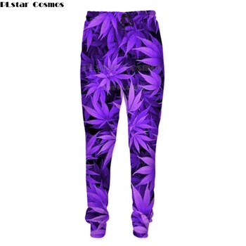 

PLstar Cosmos Drop shipping 2018 New Fashion Mens 3D trousers Purple Weed/Clover Print Men/Women Casual joggers Pants