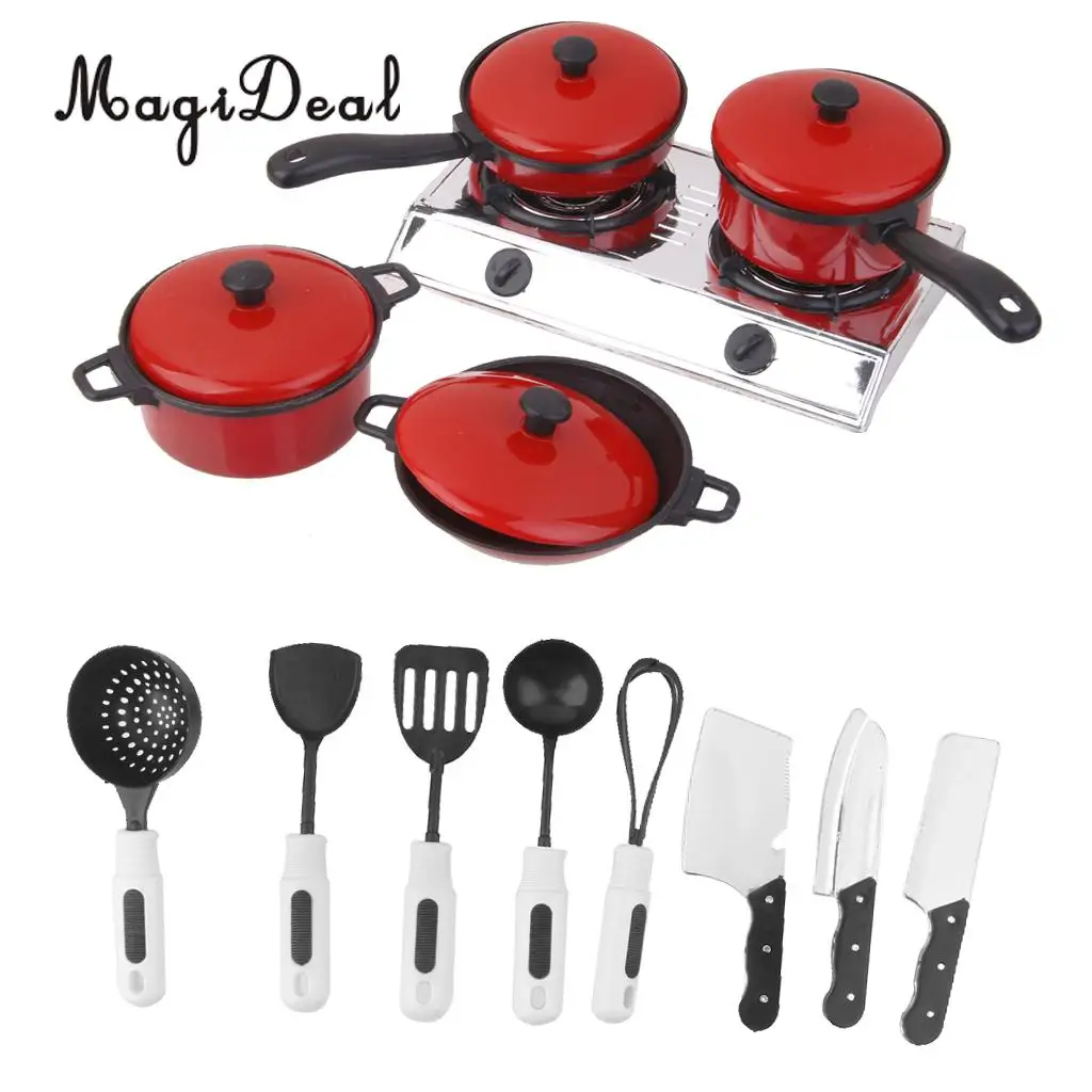 MagiDeal Hot Product 1Set Plastic Kitchen Cookware Kitchenware Set for Dollhouse Children Kids Pretend Play Toys Birthday Gift