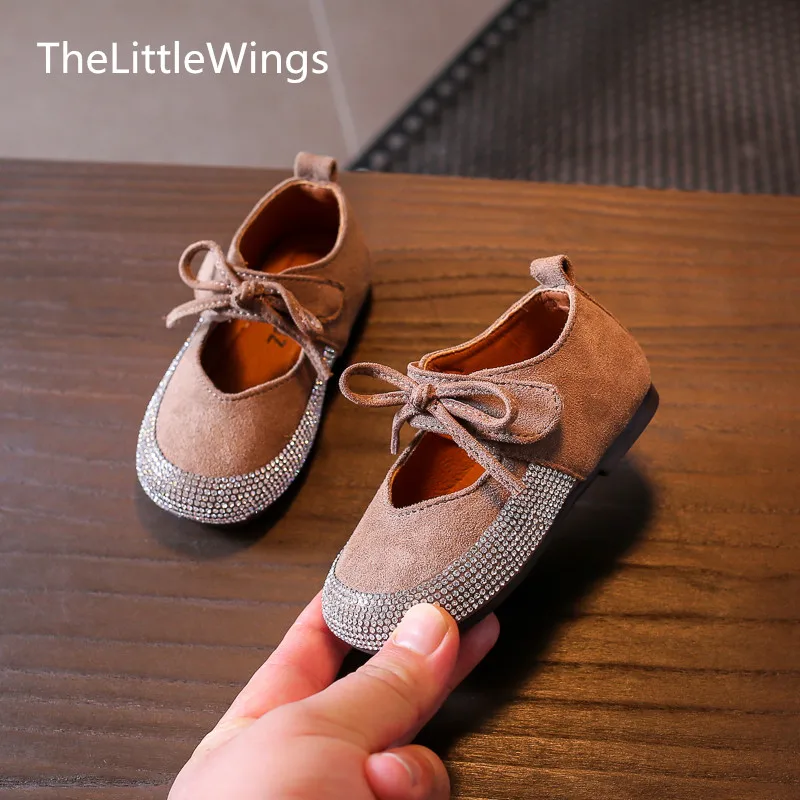 2018 Autumn new baby girls Children's shoes suede cute flat princess