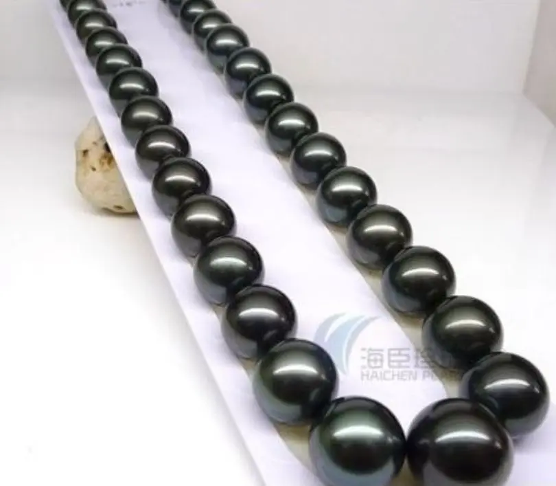 

FREE SHIPPING ******2015 NEW HUGE 17'' 10-11mm AAA++ Tahitian Black Pearls Necklace