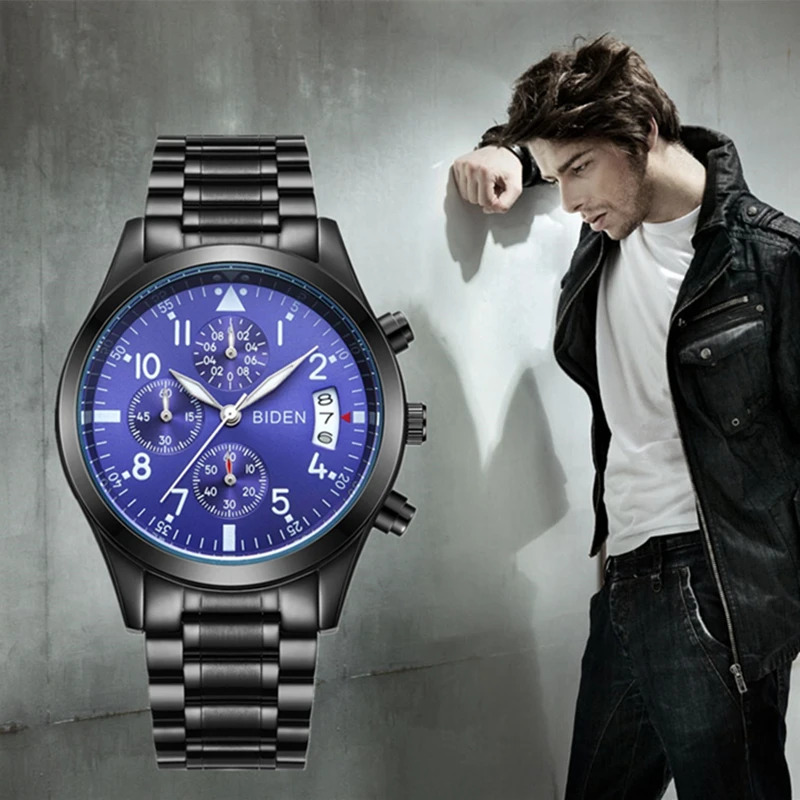 

Men Watches Top Brand Luxury Male Watch Steel Band Waterproof Sport Quartz Watch Chronograph Military Wrist Watch Men Clock