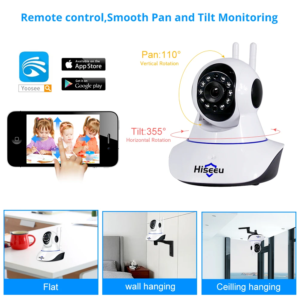 Comprar Hiseeu HD IP cámara inalámbrica de seguridad para el hogar wifi Audio bidireccional CCTV Video surveillee visión nocturna Monitor de bebé Yoosee