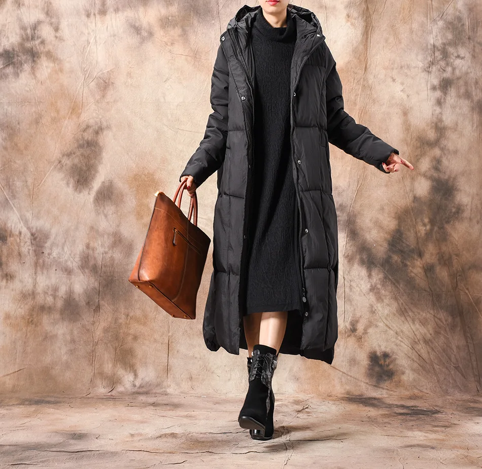 Women Warm Winter Padded Coat Outwear Long Overcoat Hooded Solid Color Fashion Coat ladies Retro